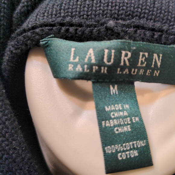 Lauren Ralph Lauren black 100 percent cotton high Neck Pullover sweater Sz Med - Picture 6 of 8